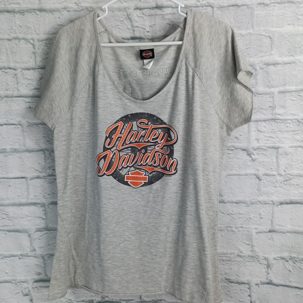 Harley Davidson Black Cat Rocky Mount NC Gray Graphic T-Shirt Womens 2X